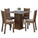 Conjunto Sala de Jantar Mesa Tampo de Madeira 4 Cadeiras Rustic/Cinza/Sintético Bege Samara Madesa