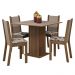 Conjunto Sala de Jantar Mesa Tampo de Madeira 4 Cadeiras Rustic/Crema/ Hibiscos Briana Madesa