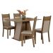 Conjunto Sala de Jantar Mesa Tampo de Madeira 4 Cadeiras Rustic/Crema/Bege Angel Madesa