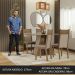 Conjunto Sala de Jantar Mesa Tampo de Madeira 4 Cadeiras Rustic/Crema/Bege Angel Madesa
