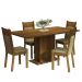 Conjunto Sala de Jantar Mesa Tampo de Madeira 4 Cadeiras Rustic/Crema/Bege Elisa Madesa