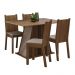 Conjunto Sala de Jantar Mesa Tampo de Madeira 4 Cadeiras Rustic/Crema/Bege Marilyn Madesa