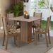 Conjunto Sala de Jantar Mesa Tampo de Madeira 4 Cadeiras Rustic/Crema/Bege Marrom Alana Madesa
