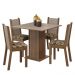 Conjunto Sala de Jantar Mesa Tampo de Madeira 4 Cadeiras Rustic/Crema/Bege Marrom Alana Madesa