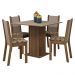 Conjunto Sala de Jantar Mesa Tampo de Madeira 4 Cadeiras Rustic/Crema/Bege Marrom Briana Madesa