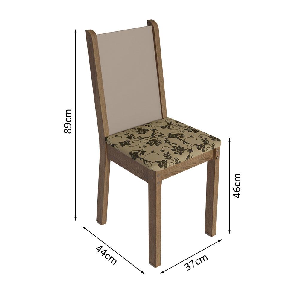 Conjunto Sala de Jantar Mesa Tampo de Madeira 4 Cadeiras Rustic/Crema/Bege Marrom Sophie Madesa