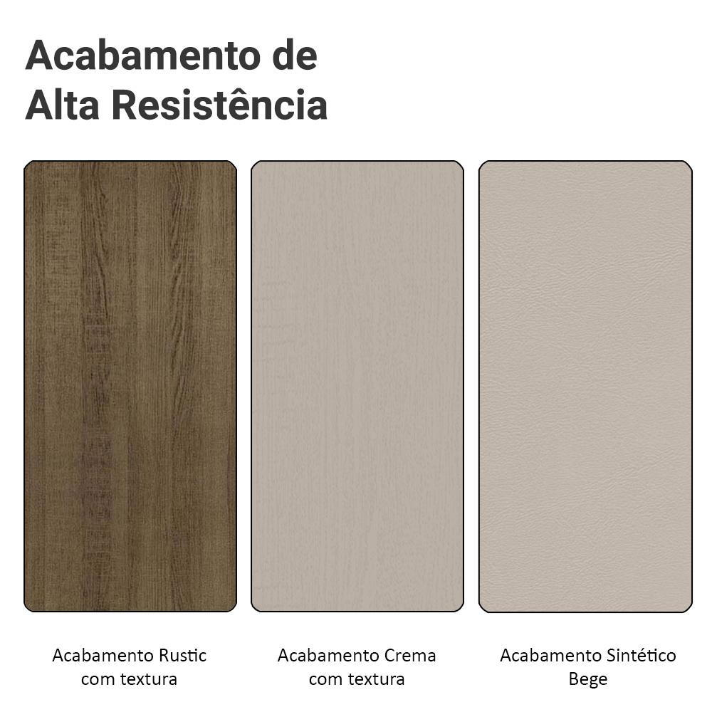 Conjunto Sala de Jantar Mesa Tampo de Madeira 4 Cadeiras Rustic/Crema/Bege Sheila Madesa
