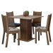 Conjunto Sala de Jantar Mesa Tampo de Madeira 4 Cadeiras Rustic/Crema/Floral Hibiscos Samara Madesa