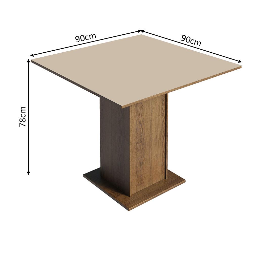 Conjunto Sala de Jantar Mesa Tampo de Madeira 4 Cadeiras Rustic/Crema/Floral Hibiscos Samara Madesa
