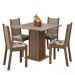 Conjunto Sala de Jantar Mesa Tampo de Madeira 4 Cadeiras Rustic/Crema/Hibiscos Alana Madesa