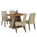 Conjunto Sala de Jantar Mesa Tampo de Madeira 4 Cadeiras Rustic/Crema/Imperial Agnes Madesa