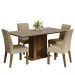 Conjunto Sala de Jantar Mesa Tampo de Madeira 4 Cadeiras Rustic/Crema/Imperial Keila Madesa