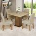 Conjunto Sala de Jantar Mesa Tampo de Madeira 4 Cadeiras Rustic/Crema/Imperial Livia Madesa