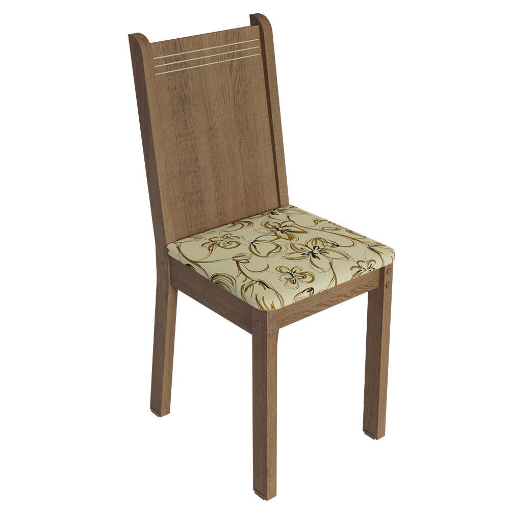 Conjunto Sala de Jantar Mesa Tampo de Madeira 4 Cadeiras Rustic/Crema/Lírio Bege Marilyn Madesa