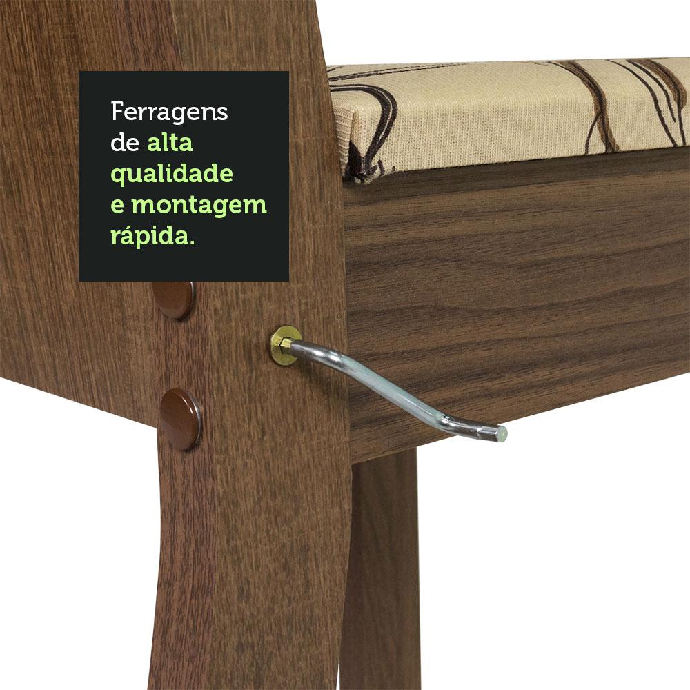 Conjunto Sala de Jantar Mesa Tampo de Madeira 4 Cadeiras Rustic/Crema/Lírio Bege Marilyn Madesa