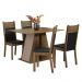 Conjunto Sala de Jantar Mesa Tampo de Madeira 4 Cadeiras Rustic/Crema/Preto Angel Madesa