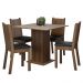 Conjunto Sala de Jantar Mesa Tampo de Madeira 4 Cadeiras Rustic/Crema/Preto Samara Madesa