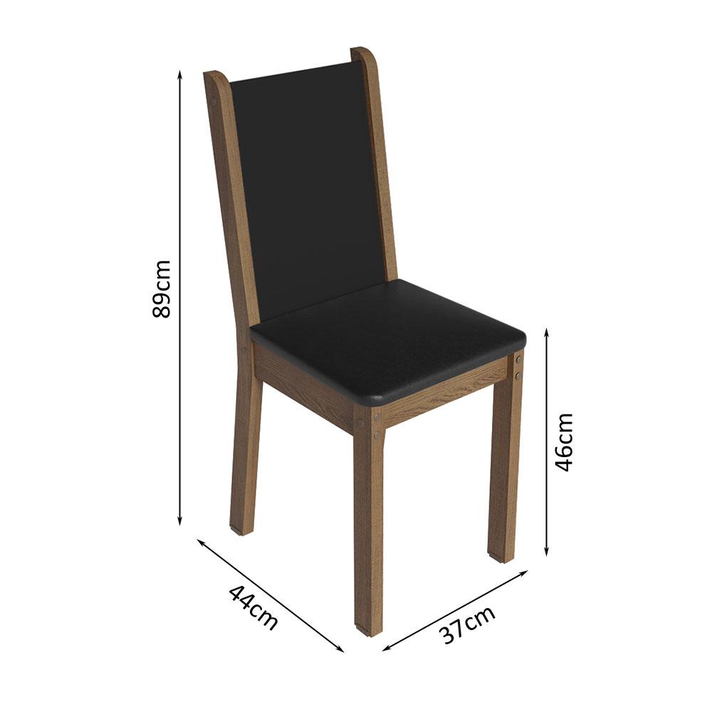 Conjunto Sala de Jantar Mesa Tampo de Madeira 4 Cadeiras Rustic/Crema/Preto Sophie Madesa