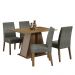 Conjunto Sala de Jantar Mesa Tampo de Madeira 4 Cadeiras Rustic/Crema/Silver Agnes Madesa