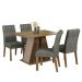 Conjunto Sala de Jantar Mesa Tampo de Madeira 4 Cadeiras Rustic/Crema/Silver Gisele Madesa