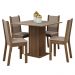 Conjunto Sala de Jantar Mesa Tampo de Madeira 4 Cadeiras Rustic/Crema/Sintético Bege Briana Madesa