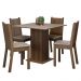 Conjunto Sala de Jantar Mesa Tampo de Madeira 4 Cadeiras Rustic/Crema/Sintético Bege Samara Madesa