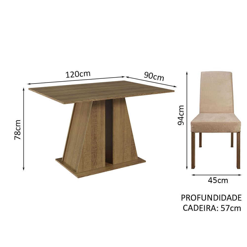 Conjunto Sala de Jantar Mesa Tampo de Madeira 4 Cadeiras Rustic/Imperial Agnes Madesa