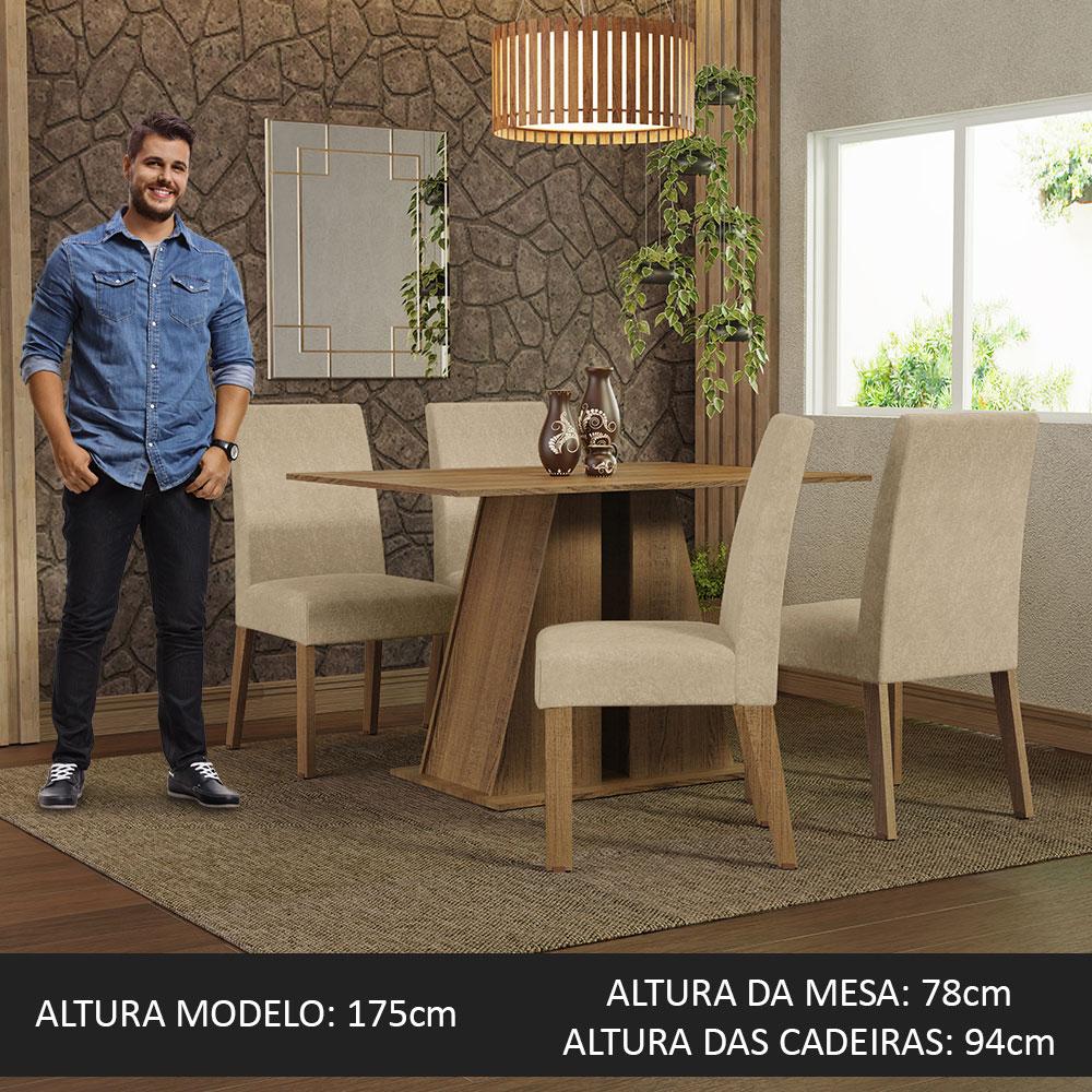Conjunto Sala de Jantar Mesa Tampo de Madeira 4 Cadeiras Rustic/Imperial Agnes Madesa
