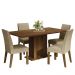 Conjunto Sala de Jantar Mesa Tampo de Madeira 4 Cadeiras Rustic/Imperial Keila Madesa