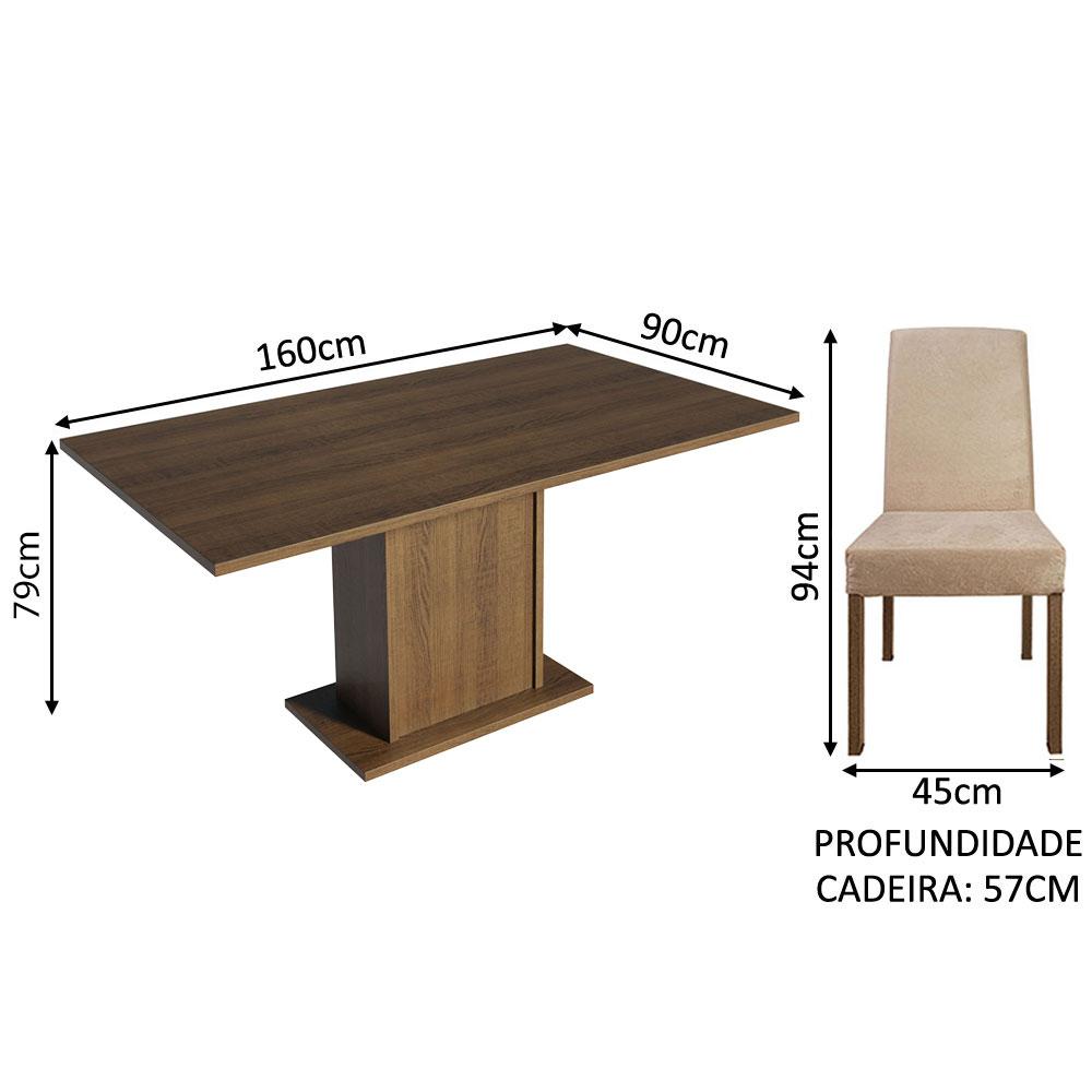 Conjunto Sala de Jantar Mesa Tampo de Madeira 4 Cadeiras Rustic/Imperial Keila Madesa