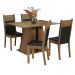 Conjunto Sala de Jantar Mesa Tampo de Madeira 4 Cadeiras Rustic/Preto Angel Madesa