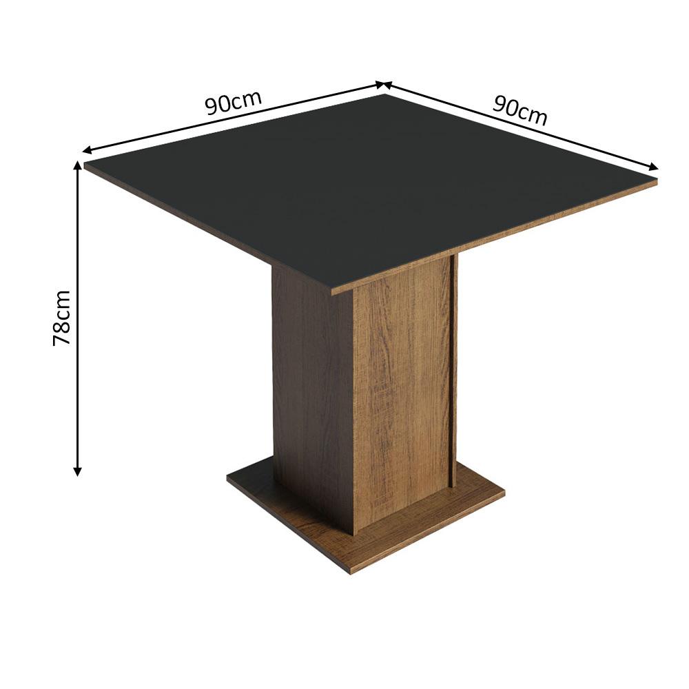 Conjunto Sala de Jantar Mesa Tampo de Madeira 4 Cadeiras Rustic/Preto Claire Madesa