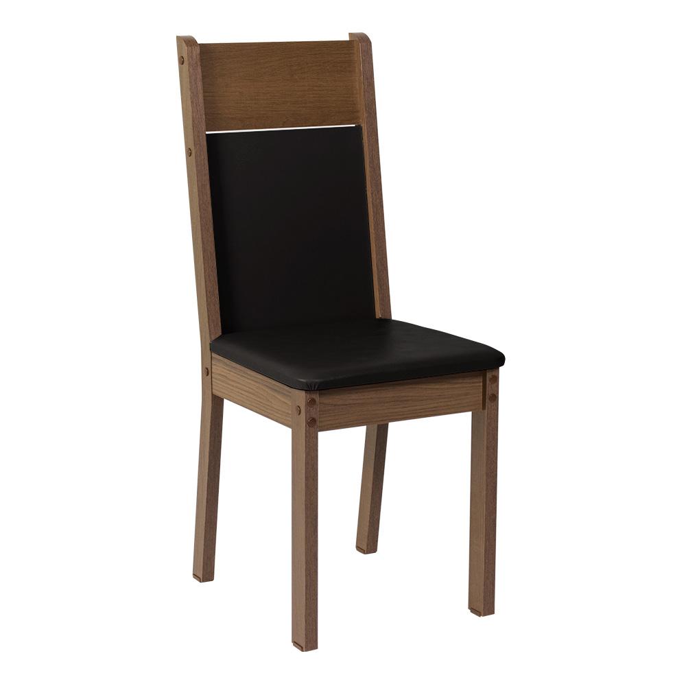 Conjunto Sala de Jantar Mesa Tampo de Madeira 4 Cadeiras Rustic/Preto Elisa Madesa