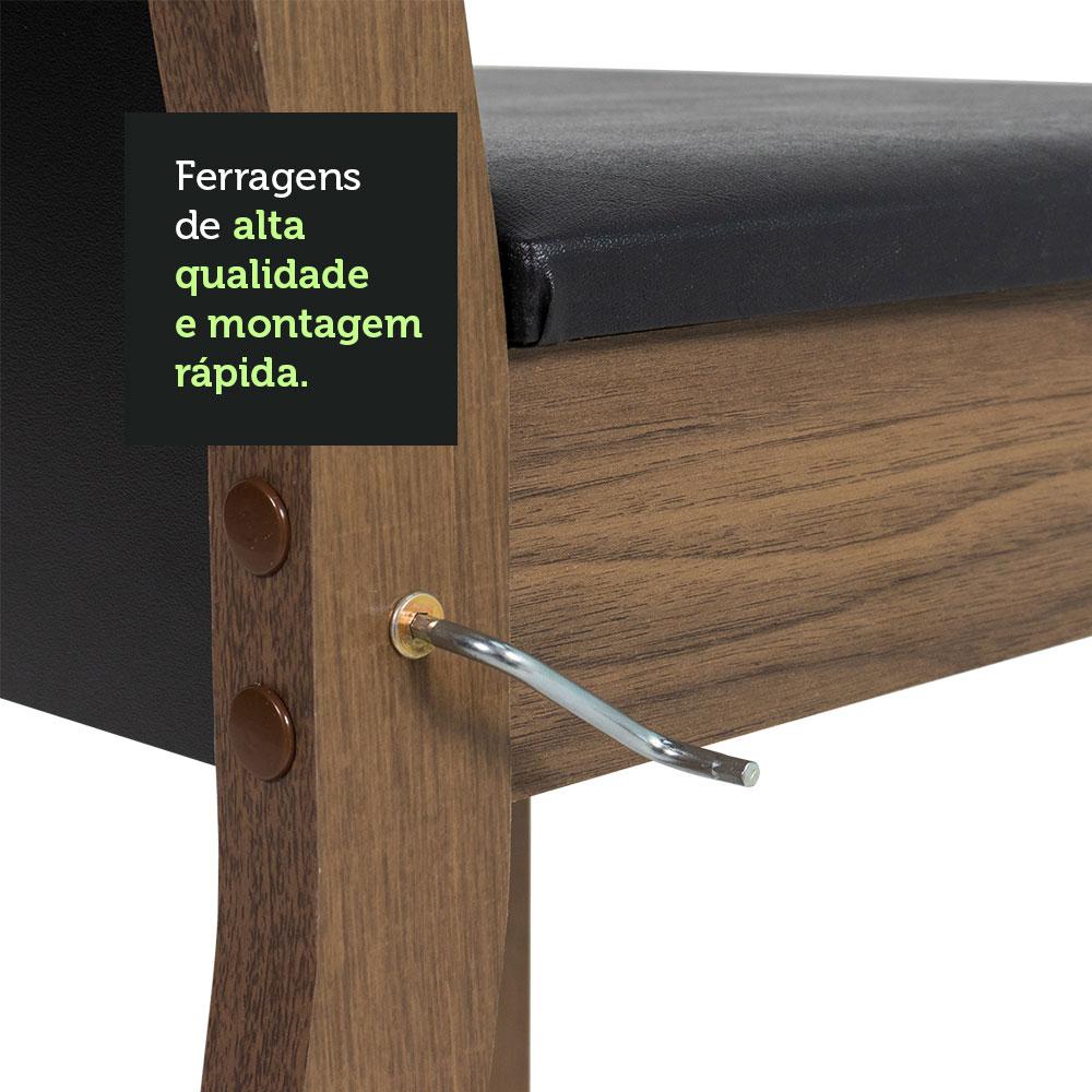 Conjunto Sala de Jantar Mesa Tampo de Madeira 4 Cadeiras Rustic/Preto Elisa Madesa