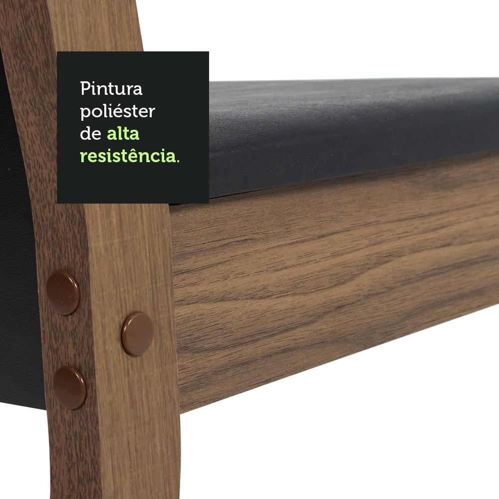 Conjunto Sala de Jantar Mesa Tampo de Madeira 4 Cadeiras Rustic/Preto Elisa Madesa