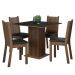 Conjunto Sala de Jantar Mesa Tampo de Madeira 4 Cadeiras Rustic/Preto Samara Madesa