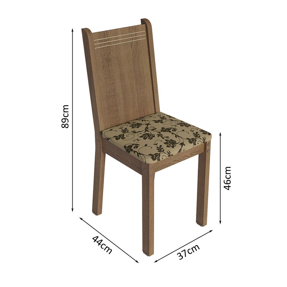 Conjunto Sala de Jantar Mesa Tampo de Madeira 4 Cadeiras Rustic/Preto/Bege Marrom Samara Madesa