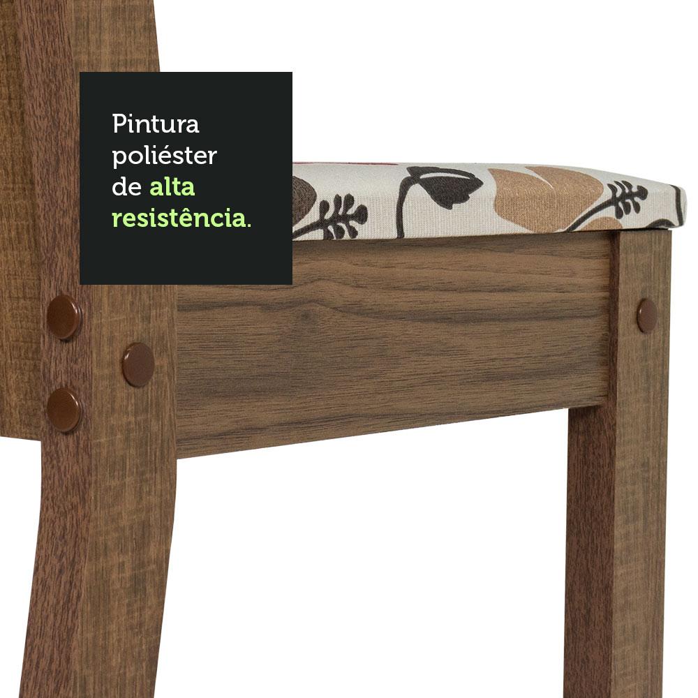 Conjunto Sala de Jantar Mesa Tampo de Madeira 4 Cadeiras Rustic/Preto/Floral Hibiscos Samara Madesa
