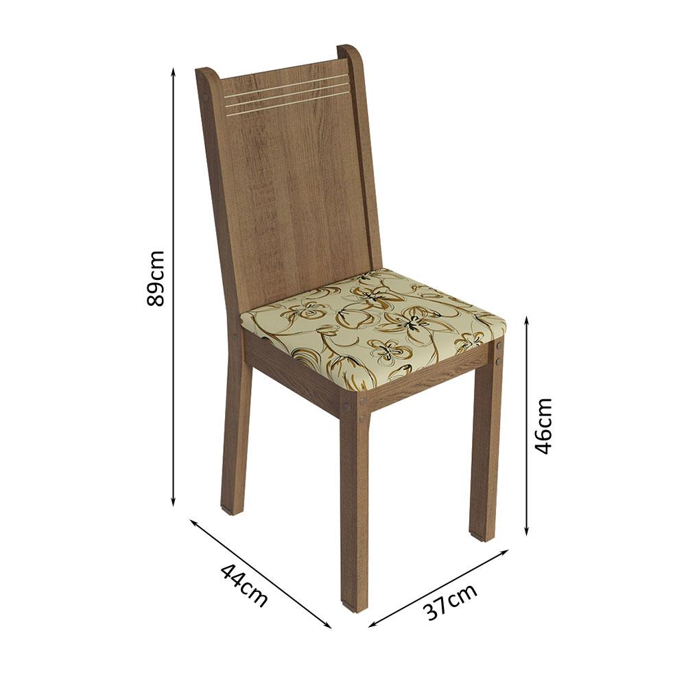Conjunto Sala de Jantar Mesa Tampo de Madeira 4 Cadeiras Rustic/Preto/Lírio Bege Samara Madesa