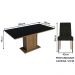 Conjunto Sala de Jantar Mesa Tampo de Madeira 4 Cadeiras Rustic/Preto/Oxford Cindy Madesa