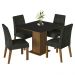 Conjunto Sala de Jantar Mesa Tampo de Madeira 4 Cadeiras Rustic/Preto/Oxford Karina Madesa