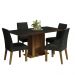 Conjunto Sala de Jantar Mesa Tampo de Madeira 4 Cadeiras Rustic/Preto/Oxford Keila Madesa