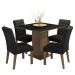 Conjunto Sala de Jantar Mesa Tampo de Madeira 4 Cadeiras Rustic/Preto/Oxford Livia Madesa