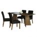 Conjunto Sala de Jantar Mesa Tampo de Madeira 4 Cadeiras Rustic/Preto/Oxford Ruby Madesa