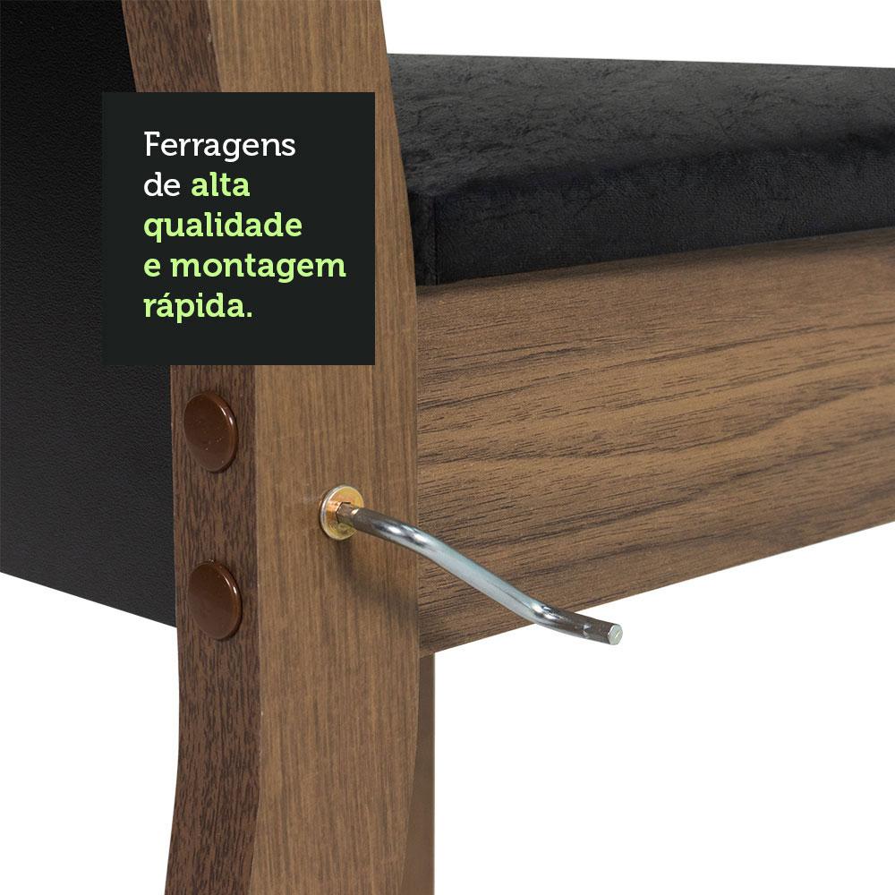 Conjunto Sala de Jantar Mesa Tampo de Madeira 4 Cadeiras Rustic/Preto/Oxford Talita Madesa