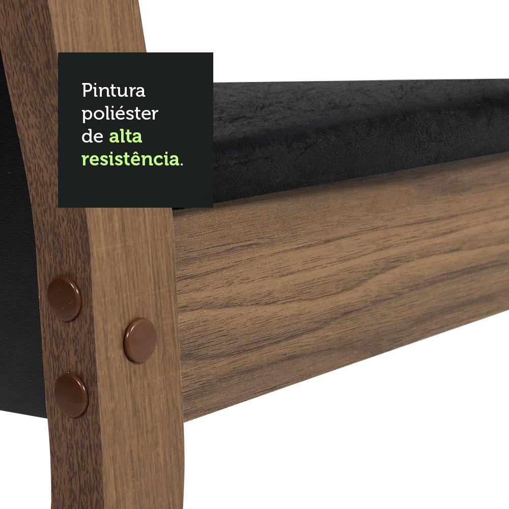 Conjunto Sala de Jantar Mesa Tampo de Madeira 4 Cadeiras Rustic/Preto/Oxford Talita Madesa