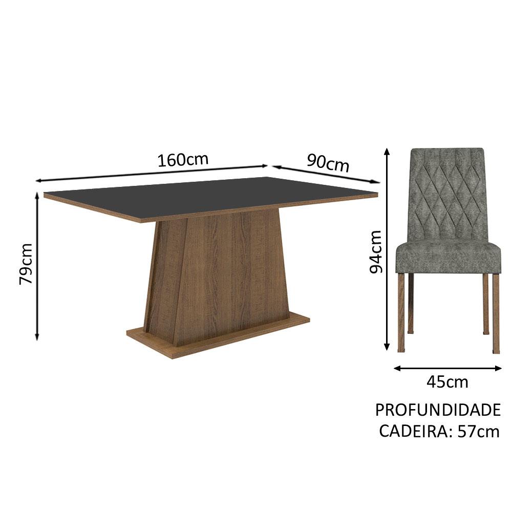Conjunto Sala de Jantar Mesa Tampo de Madeira 4 Cadeiras Rustic/Preto/Silver Ashley Madesa