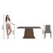Conjunto Sala de Jantar Mesa Tampo de Madeira 4 Cadeiras Rustic/Preto/Silver Ashley Madesa
