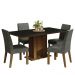 Conjunto Sala de Jantar Mesa Tampo de Madeira 4 Cadeiras Rustic/Preto/Silver Keila Madesa