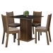 Conjunto Sala de Jantar Mesa Tampo de Madeira 4 Cadeiras Rustic/Preto/Sintético Bege Samara Madesa